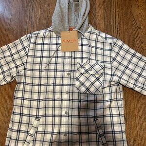 BNWT Simms Santee Flannel Hoody - Navy/Sterling Camp Plaid
